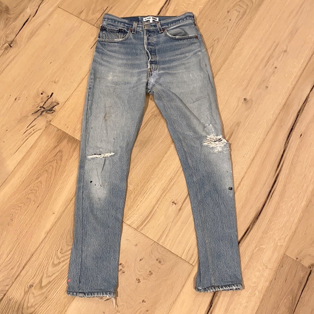 Redone denim jeans size 25, reworked Levi’s